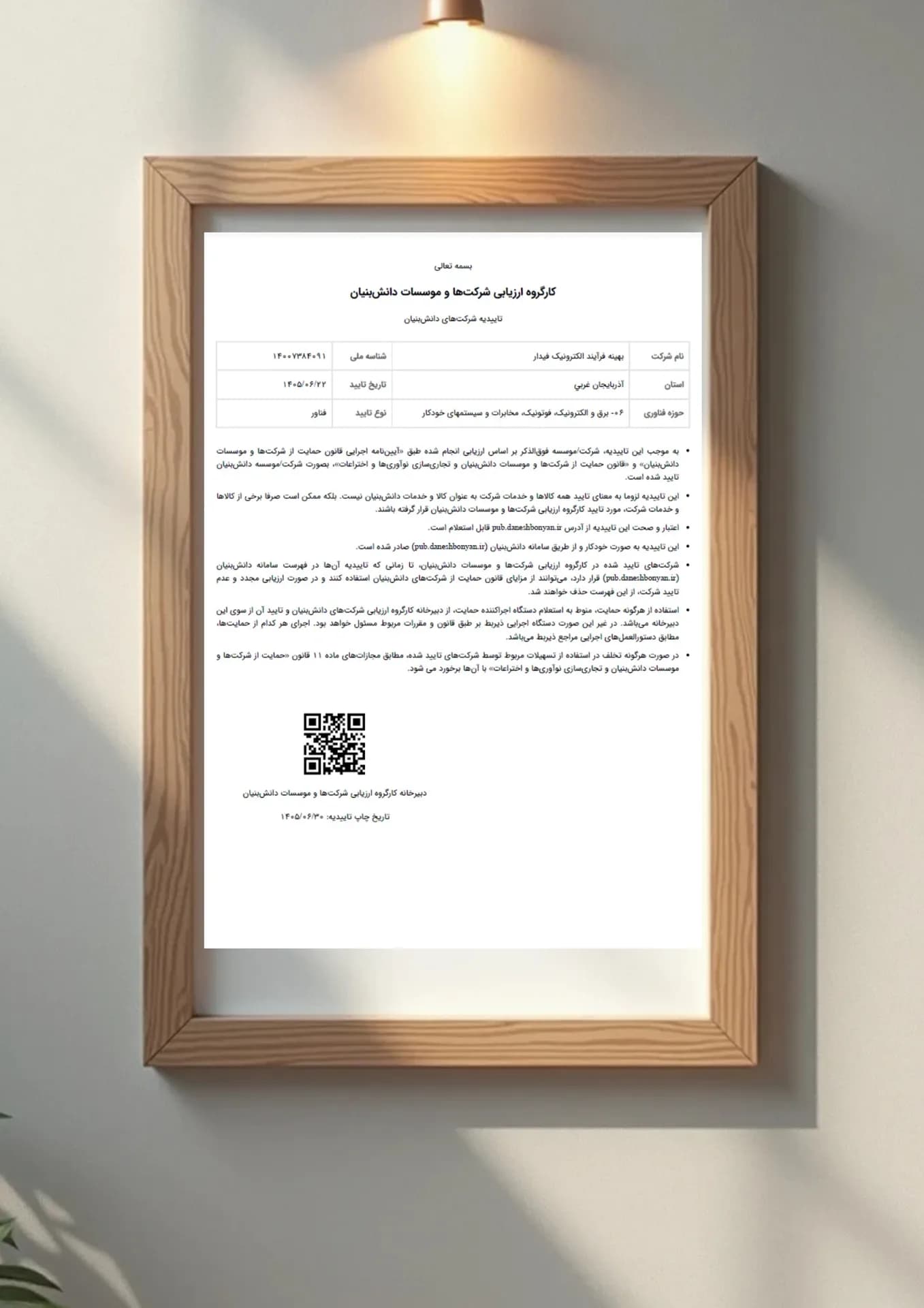 گواهینامه دانش بنیان