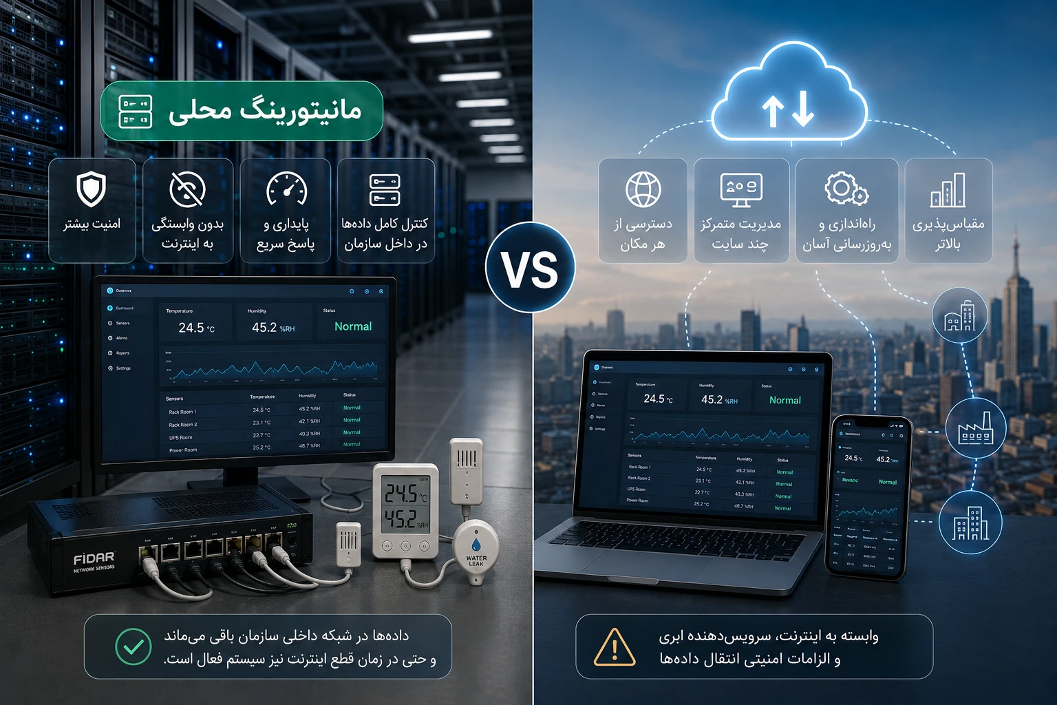 مانیتورینگ محلی یا ابری- الکترونیک فیدار